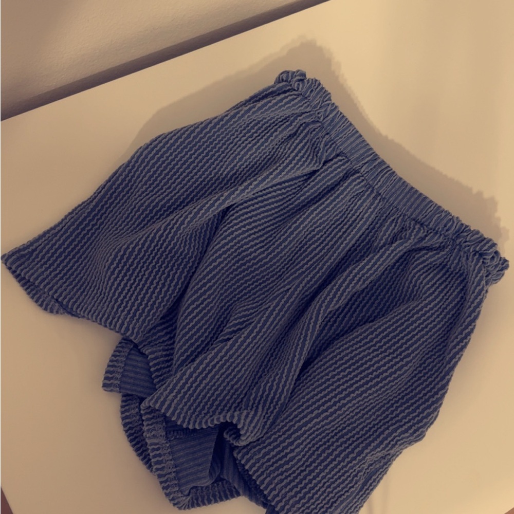 Lovely Melody Blue Textured Shorts